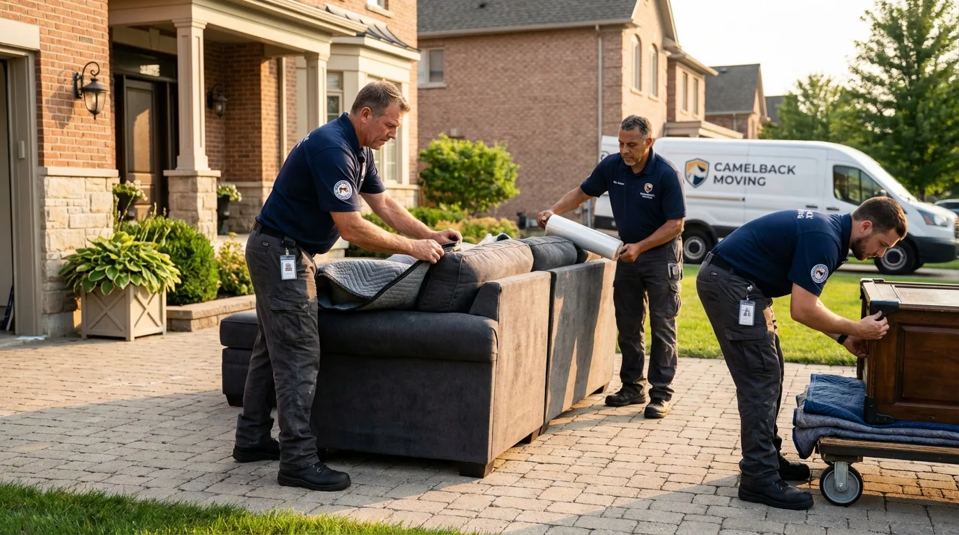Large estate moving crew wrapping furniture in Oglala, SD